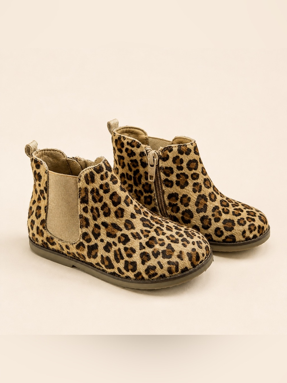 Mini Boden Girls Leopard Print Calf Hair Chelsea Ankle Boots Size 4Y